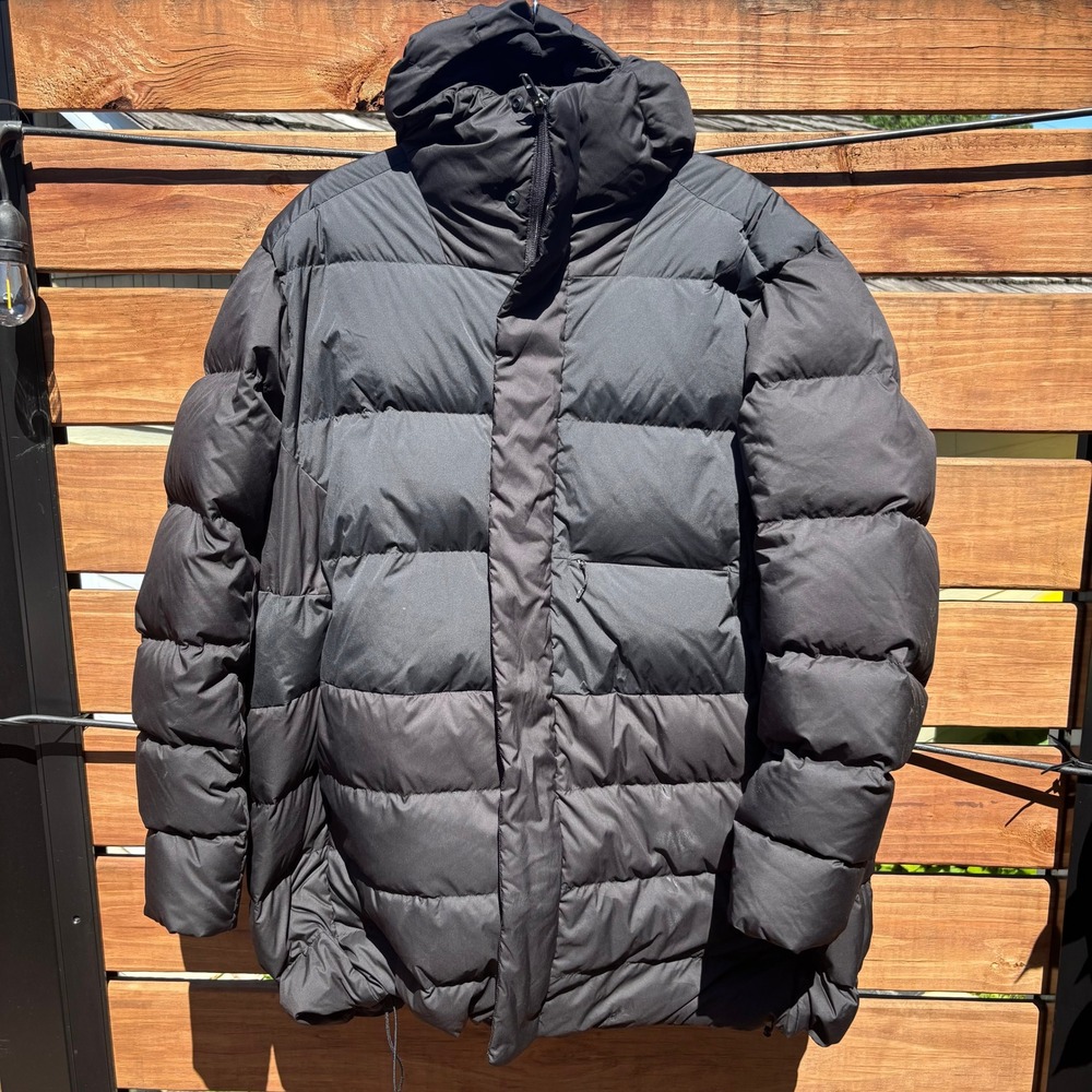 Lululemon Cold Terrain Down Parka Mens Large Black Excellent Hooded Puffer